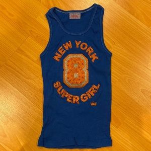 Bejeweled vintage blue tank top